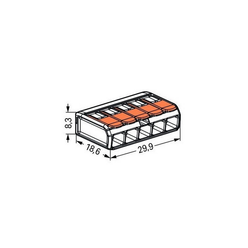 WAGO 221-415 - Verdeeldoos Terminal COMPACT 5x4 450V oranje
