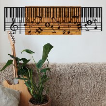 wand decoratie 100x30 cm piano hout/metaal