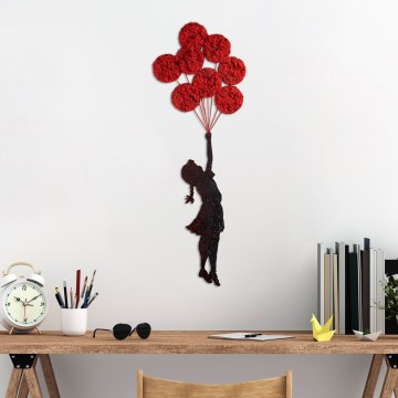 wand decoratie 100x34 cm meisje metaal/mos