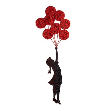 wand decoratie 100x34 cm meisje metaal/mos