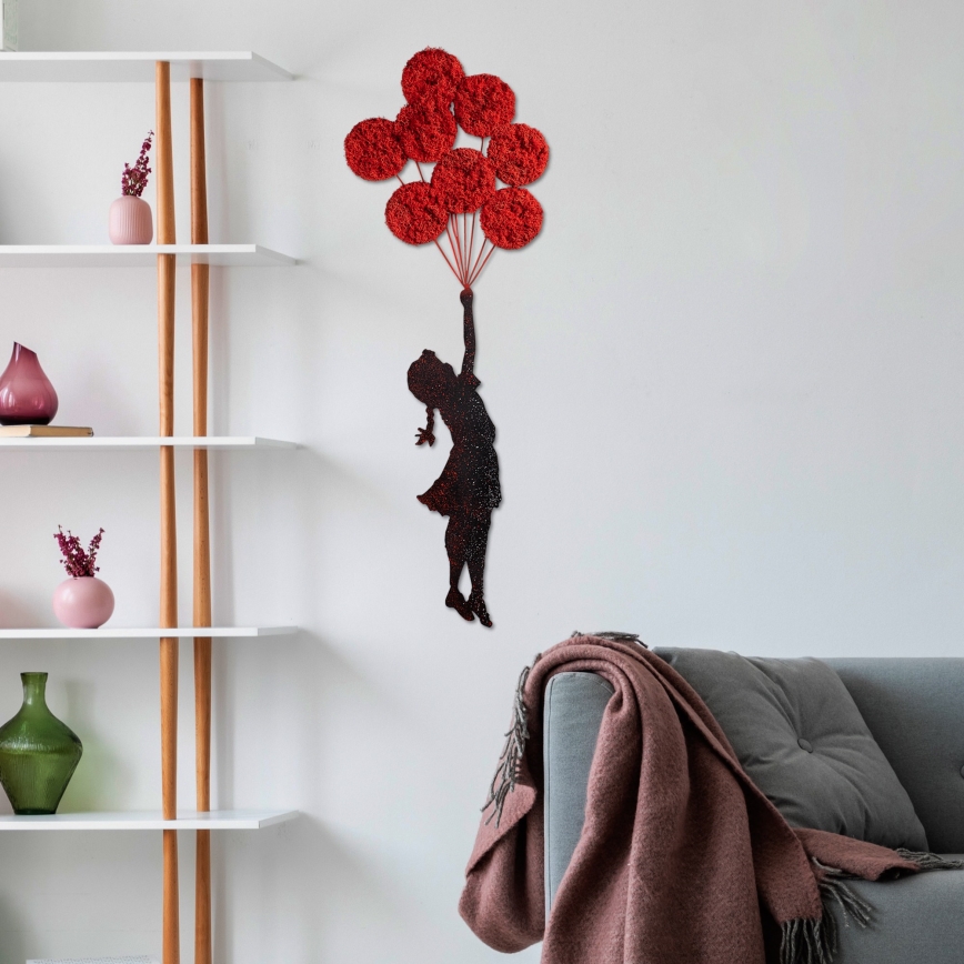 wand decoratie 100x34 cm meisje metaal/mos