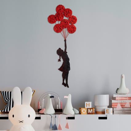 wand decoratie 100x34 cm meisje metaal/mos