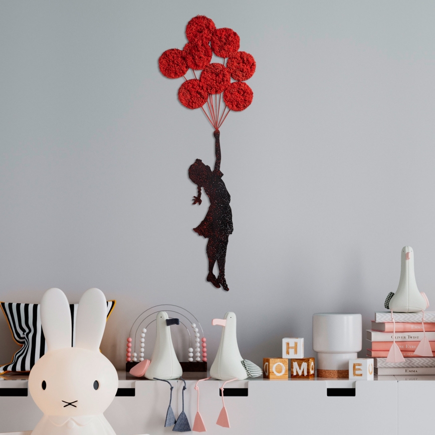wand decoratie 100x34 cm meisje metaal/mos