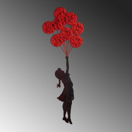 wand decoratie 100x34 cm meisje metaal/mos