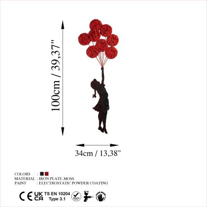 wand decoratie 100x34 cm meisje metaal/mos