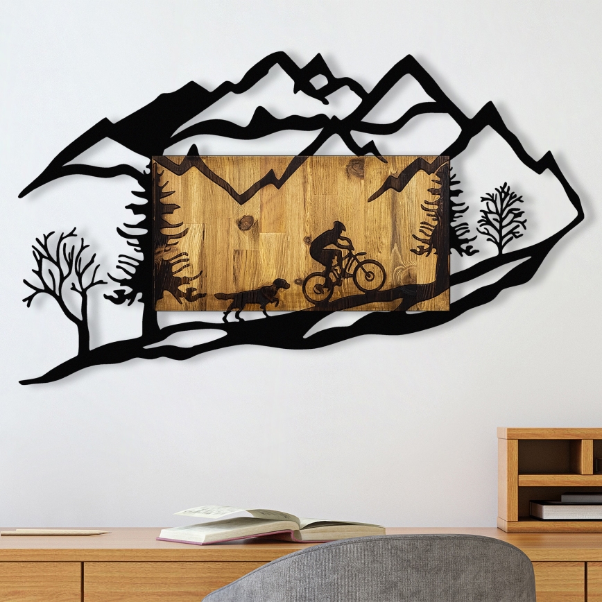 wand decoratie 110x65 cm motorrit hout/metaal