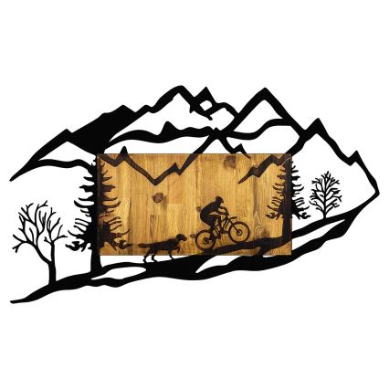 wand decoratie 110x65 cm motorrit hout/metaal