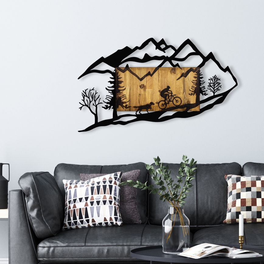 wand decoratie 110x65 cm motorrit hout/metaal