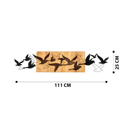 wand decoratie 111x25 cm vogels hout/metaal