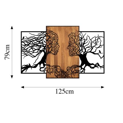 wand decoratie 125x79 cm levensbomen hout/metaal