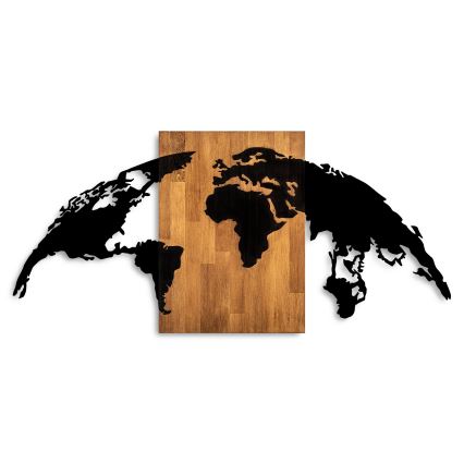 wand decoratie 150x70 cm globe hout/metaal