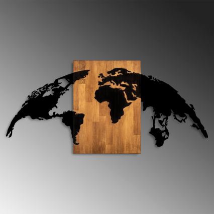 wand decoratie 150x70 cm globe hout/metaal