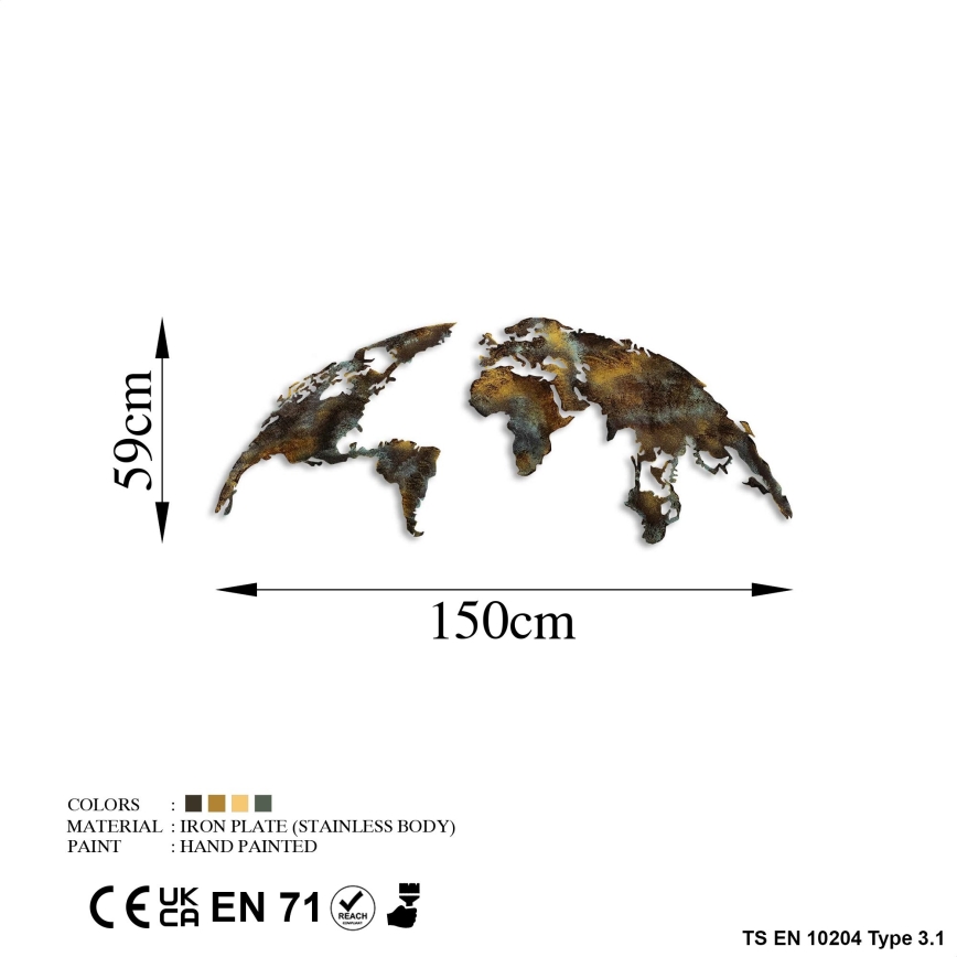 wand decoratie 2 st. 150x59 cm planeet metaal