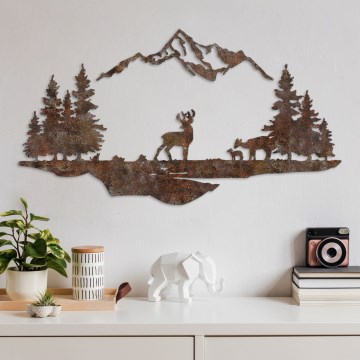 wand decoratie 2 st. 70x38 cm hert metaal/bruin