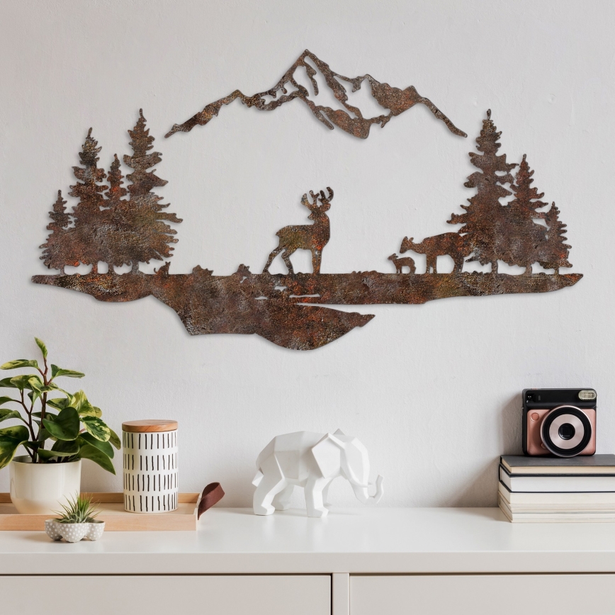 wand decoratie 2 st. 70x38 cm hert metaal/bruin