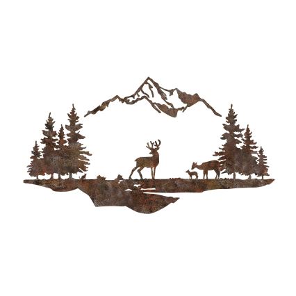 wand decoratie 2 st. 70x38 cm hert metaal/bruin