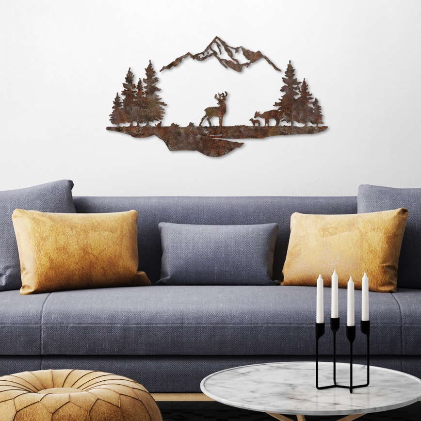 wand decoratie 2 st. 70x38 cm hert metaal/bruin