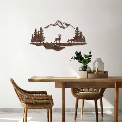 wand decoratie 2 st. 70x38 cm hert metaal/bruin