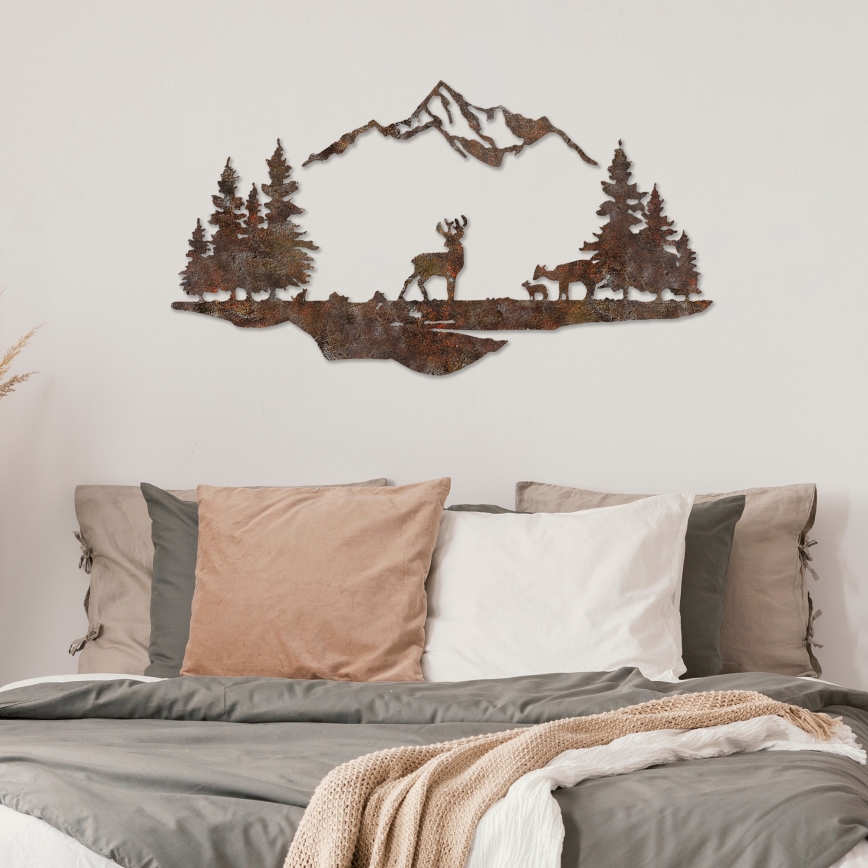 wand decoratie 2 st. 70x38 cm hert metaal/bruin