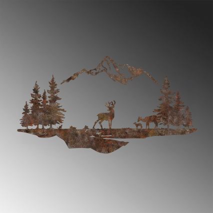 wand decoratie 2 st. 70x38 cm hert metaal/bruin
