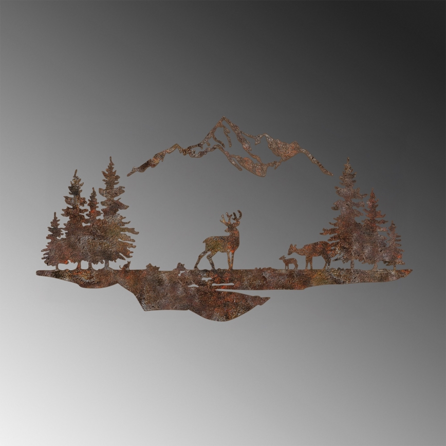 wand decoratie 2 st. 70x38 cm hert metaal/bruin