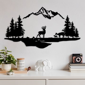 wand decoratie 2 st. 70x38 cm hert metaal/zwart