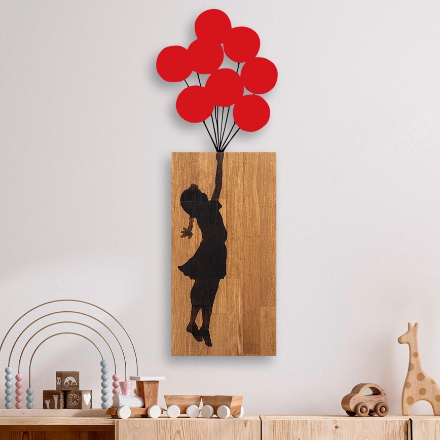 wand decoratie 34x99 cm meisje hout/metaal