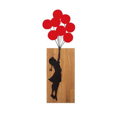 wand decoratie 34x99 cm meisje hout/metaal