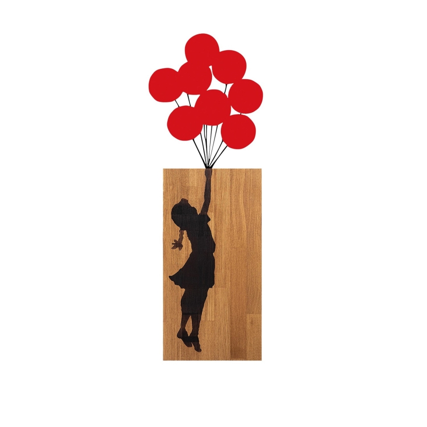 wand decoratie 34x99 cm meisje hout/metaal