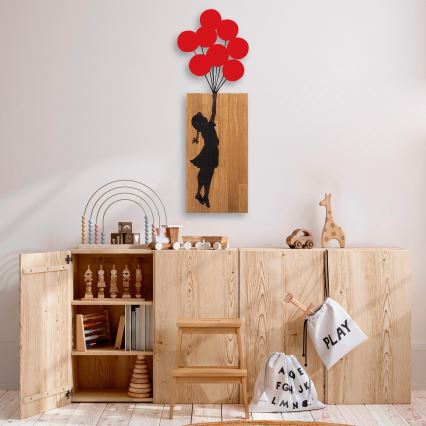 wand decoratie 34x99 cm meisje hout/metaal
