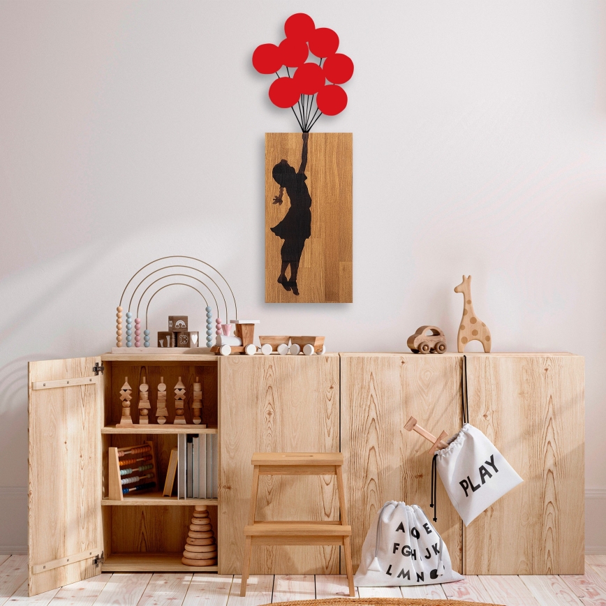 wand decoratie 34x99 cm meisje hout/metaal