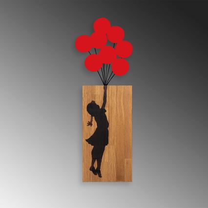 wand decoratie 34x99 cm meisje hout/metaal