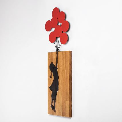 wand decoratie 34x99 cm meisje hout/metaal