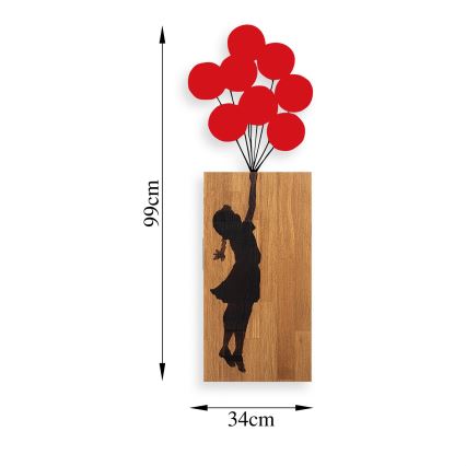 wand decoratie 34x99 cm meisje hout/metaal