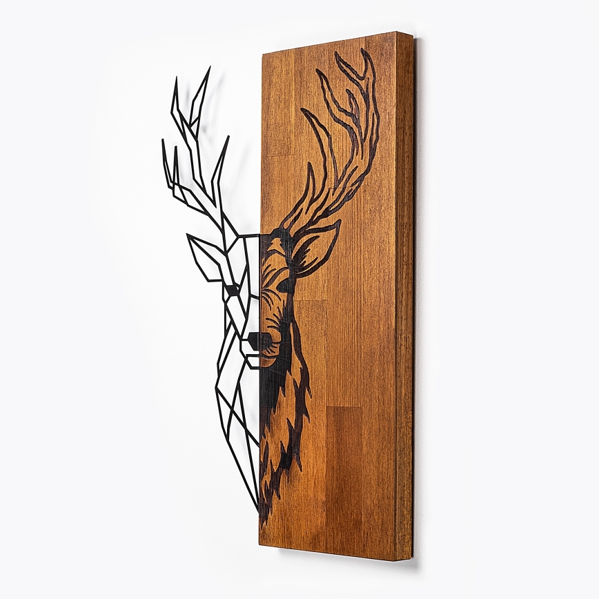 wand decoratie 36x58 cm hert hout/metaal
