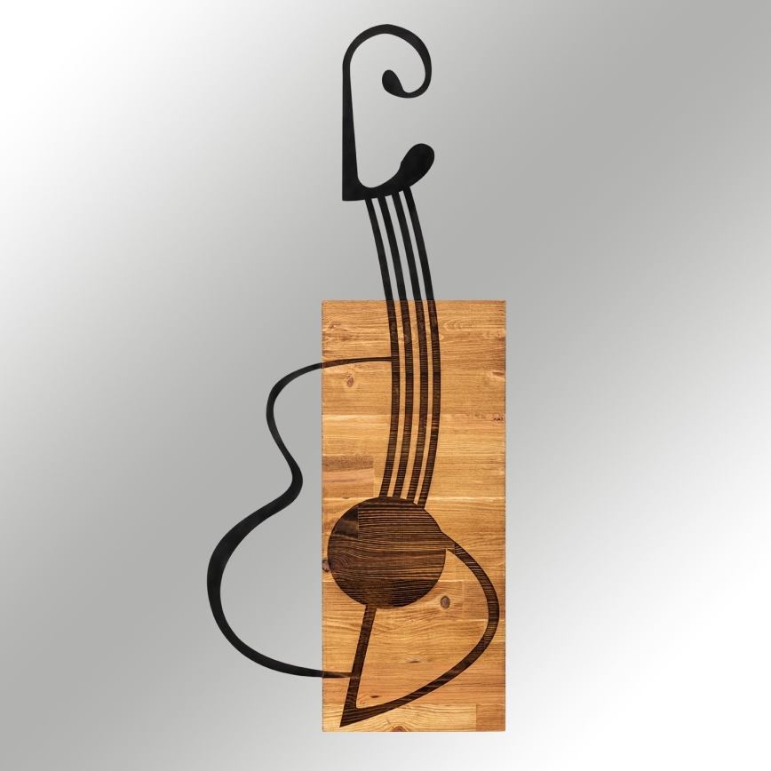 wand decoratie 39x93 cm gitaar hout/metaal