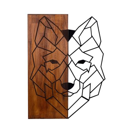 wand decoratie 45,5x58 cm wolf hout/metaal