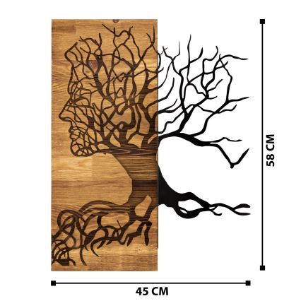 wand decoratie 45x58 cm Boom van leven hout/metaal