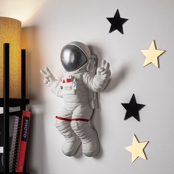 wand decoratie 47x35 cm astronaut zilver