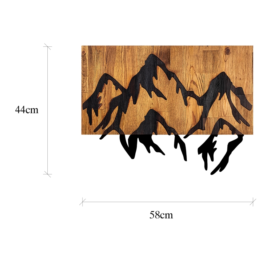 wand decoratie 58x44 cm bergen hout/metaal