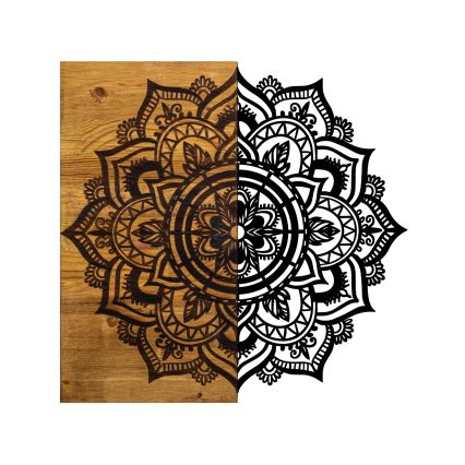 wand decoratie 59x58 cm mandala hout/metaal