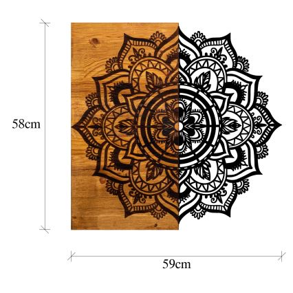 wand decoratie 59x58 cm mandala hout/metaal