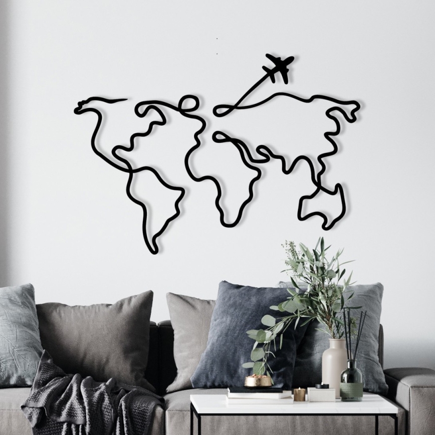wand decoratie 60x42 cm kaart metaal