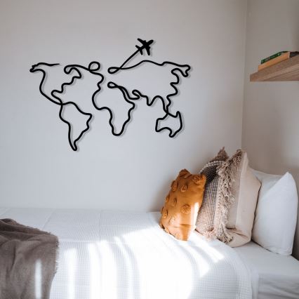 wand decoratie 60x42 cm kaart metaal