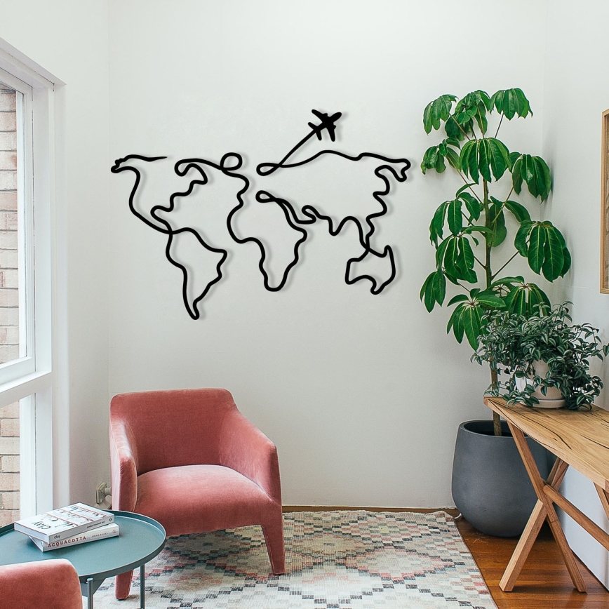 wand decoratie 60x42 cm kaart metaal