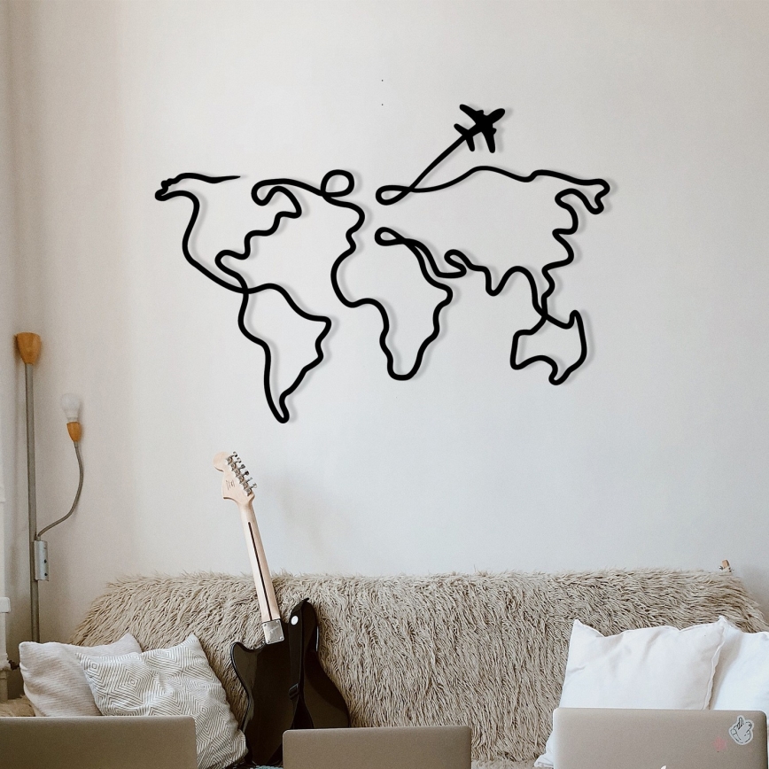 wand decoratie 60x42 cm kaart metaal