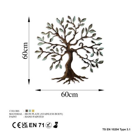 wand decoratie 60x60 cm boom metaal