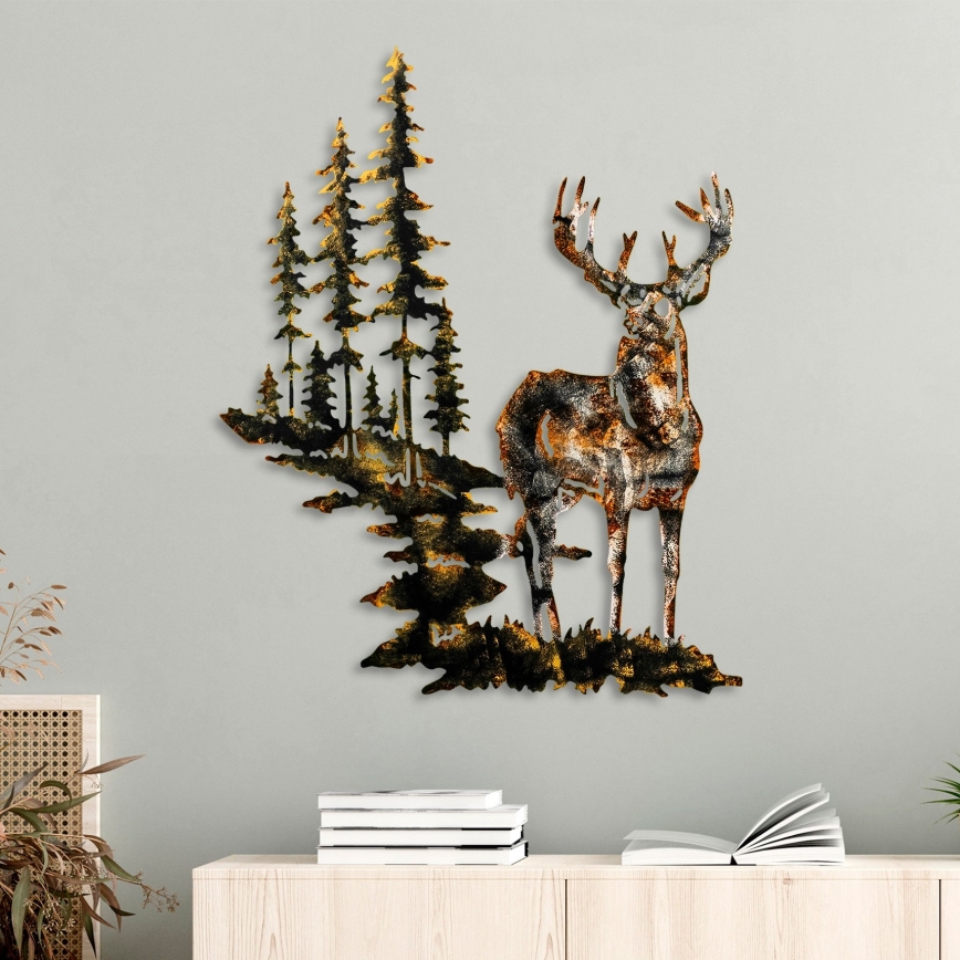wand decoratie 65x79 cm hert metaal