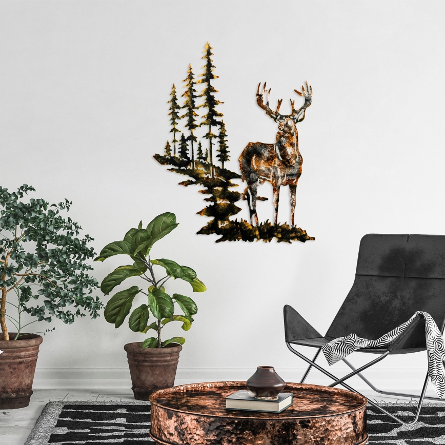wand decoratie 65x79 cm hert metaal