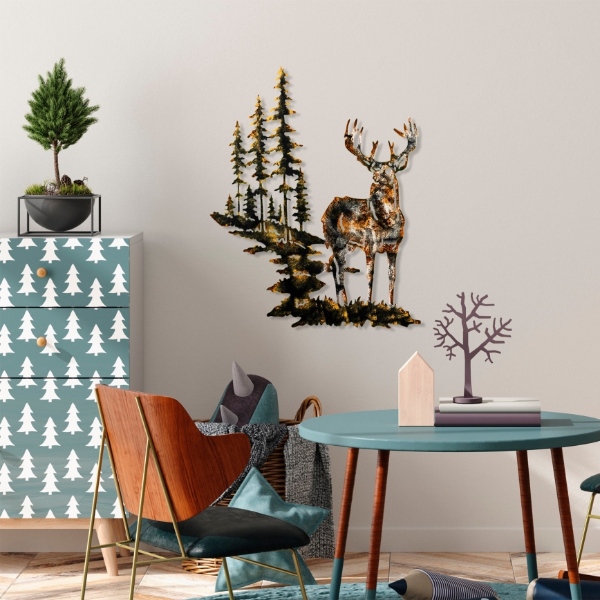 wand decoratie 65x79 cm hert metaal